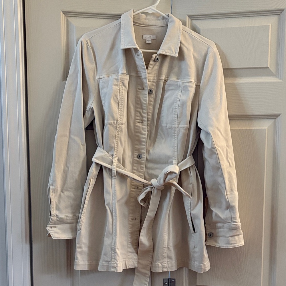 J. Jill Women's Cream Utility Jacket with Tie Belt